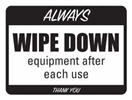 GP055-Discontinued, Equipment Wipe Down Sign,