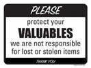 GP082-Protect Your Valuables Sign, 9"x12"